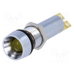 1 pcs x SCHURTER - 35.0609 - Indicator: LED, recessed, yellow, 24VDC, Ø8.4mm, IP67, connectors