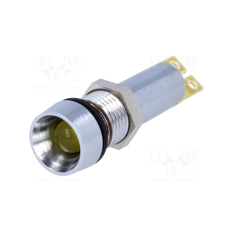 1 pcs x SCHURTER - 35.0609 - Indicator: LED, recessed, yellow, 24VDC, Ø8.4mm, IP67, connectors