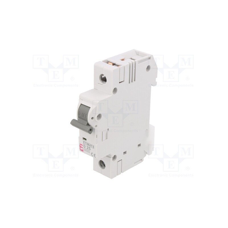 1 pcs x ETI POLAM - ETIMAT 6 1P D25 - Circuit breaker, 230/400VAC, Inom: 25A, Poles: 1, Charact: D, 6kA