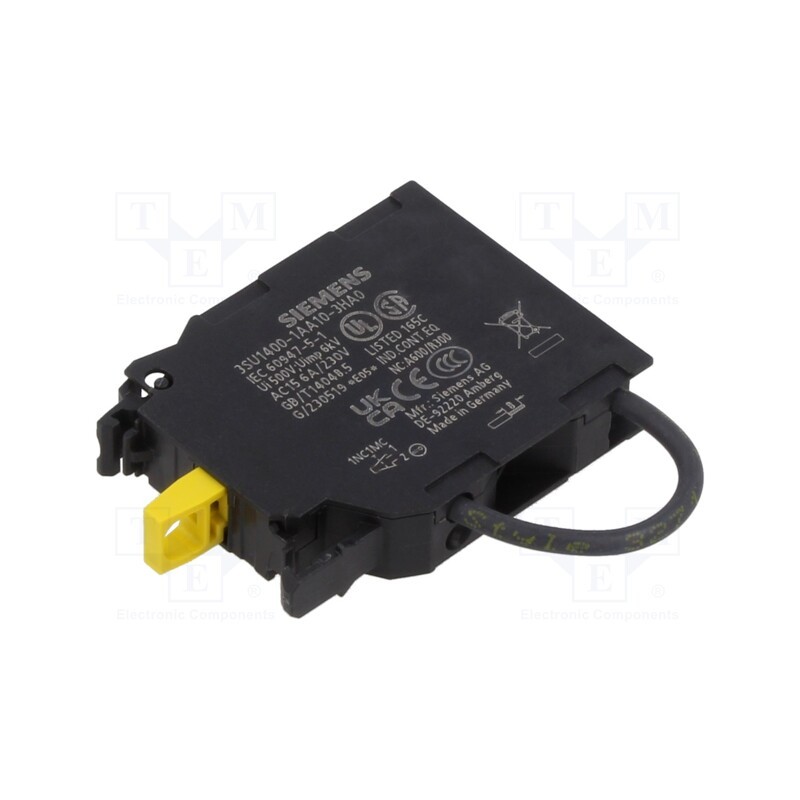 1 pcs x SIEMENS - 3SU1400-1AA10-3HA0 - Contact block, 22mm, -25÷70°C, Leads: spring contact, Contacts: NC