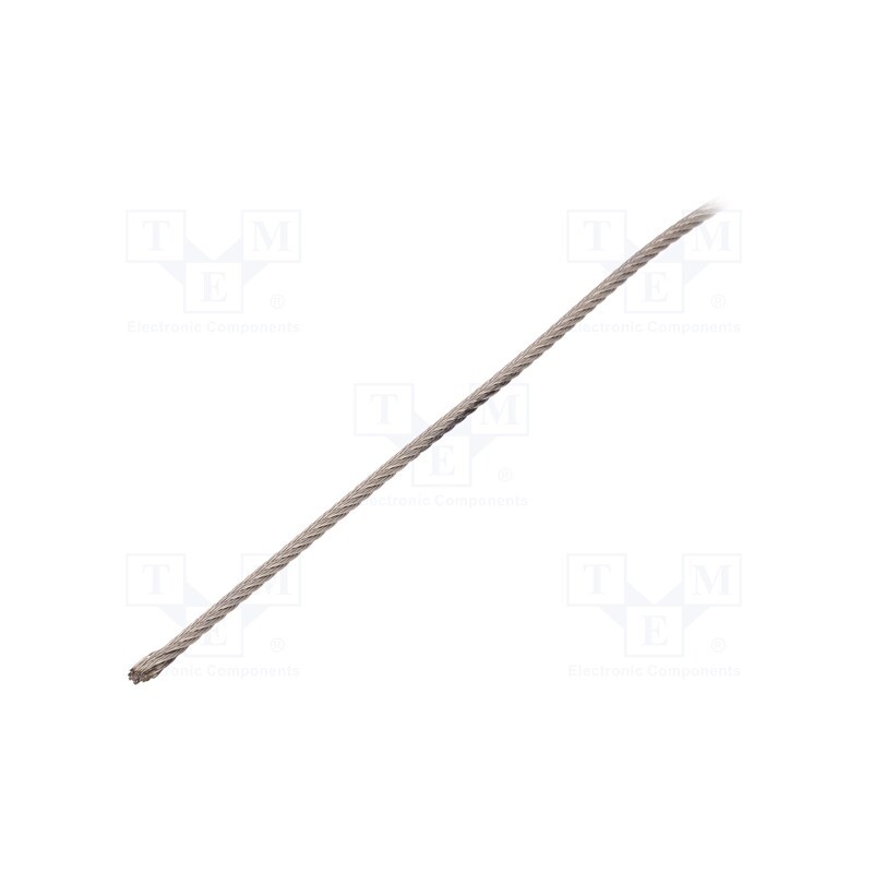 1 pcs x KRAFTBERG - L7X7-F2-A4/50M - Rope, acid resistant steel A4, Ørope: 2mm, L: 50m, Rope plexus: 7x7