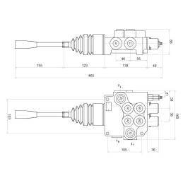 2-section hydraulic distributor 80l joystick