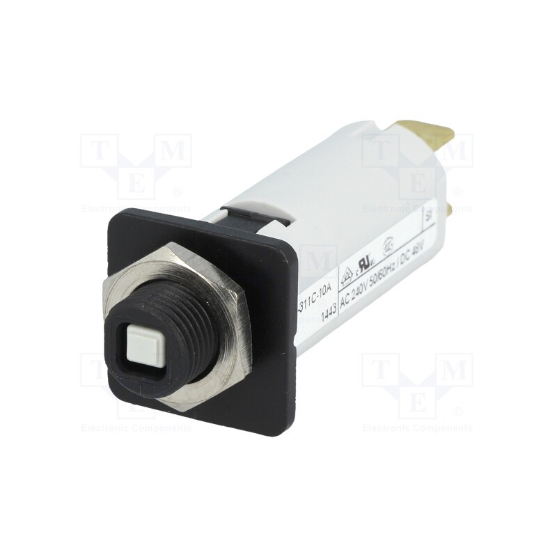 1 pcs x SCHURTER - 4404.0022 - Circuit breaker, 240VAC, 48VDC, 10A, SPST, Poles: 1, on panel,screw