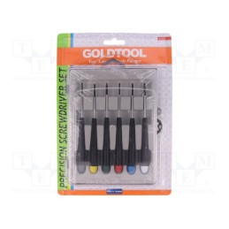 1 set x GOLDTOOL - GTK-173 - Kit: screwdrivers, Phillips cross,precision,slot, bag, 6pcs.