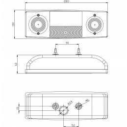 Rear lamps for tractor trailer, left and right lamp