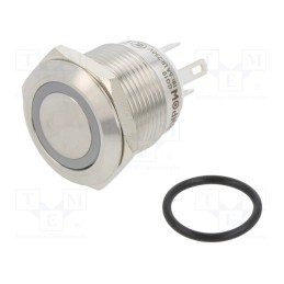1 pcs x ONPOW - GQ19F-10E/J/R/12V/S - Switch: vandal resistant, Pos: 2, SPST-NO, 0.5A/220VAC, 2A/36VDC