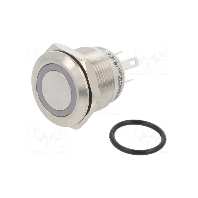 1 pcs x ONPOW - GQ19F-10E/J/B/12V/S - Switch: vandal resistant, Pos: 2, SPST-NO, 0.5A/220VAC, 2A/36VDC
