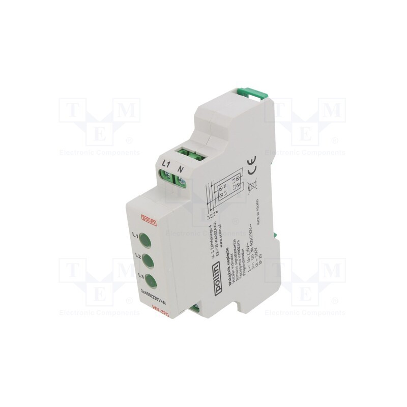 1 pcs x POLLIN - WN-3FG - Module: voltage indicator, 3x400VAC, IP20, for DIN rail mounting