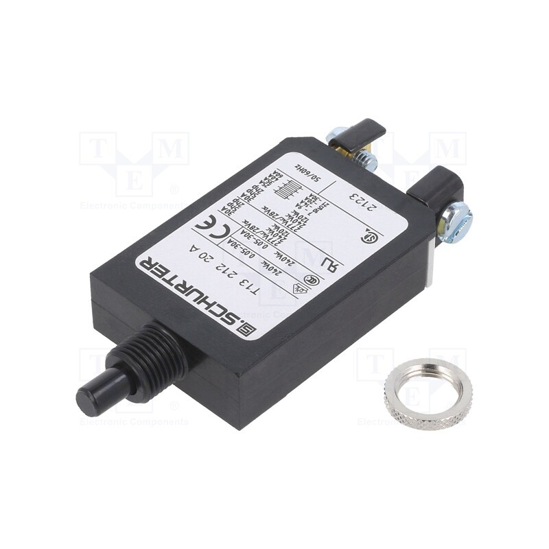 1 pcs x SCHURTER - 4411.0076 - Circuit breaker, Urated: 240VAC, 28VDC, 20A, SPST, Poles: 1, screw