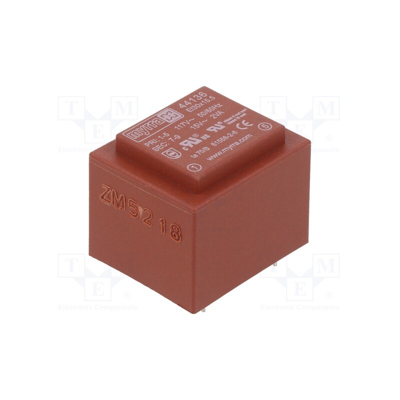 1 pcs x MYRRA - 44136 - Transformer: encapsulated, 2VA, 117VAC, 15V, 133mA, PCB