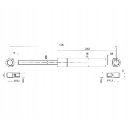 Telescopic shock absorber 200n 260mm 425mm zetor