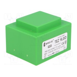 1 pcs x BREVE TUFVASSONS - TEZ16/D230/12-12V - Transformer: encapsulated, 16VA, 230VAC, 12V, 12V, 666.6mA, 666.6mA
