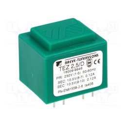 1 pcs x BREVE TUFVASSONS - TEZ2.5/D230/10.5-10.5V - Transformer: encapsulated, 2.5VA, 230VAC, 10.5V, 10.5V, 119mA, PCB