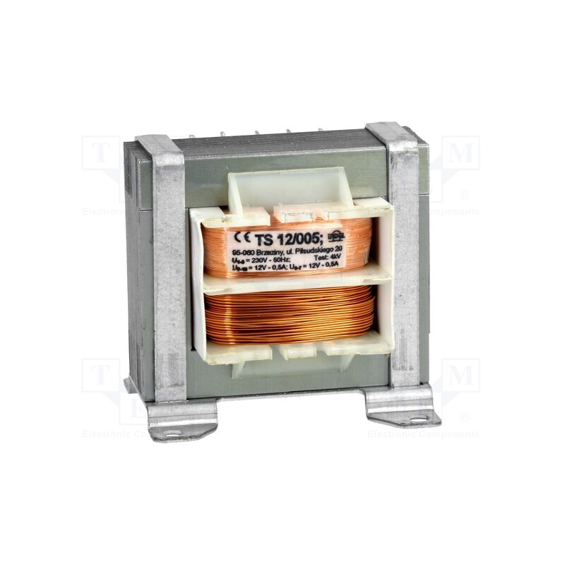 1 pcs x INDEL - TS 12/005 - Transformer: mains, 12VA, 230VAC, 12V, 12V, 500mA, 500mA, screw type