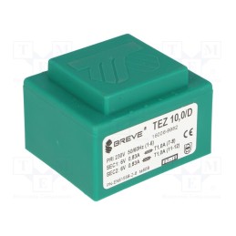1 pcs x BREVE TUFVASSONS - TEZ10/D230/6-6V - Transformer: encapsulated, 10VA, 230VAC, 6V, 6V, 833.3mA, 833.3mA