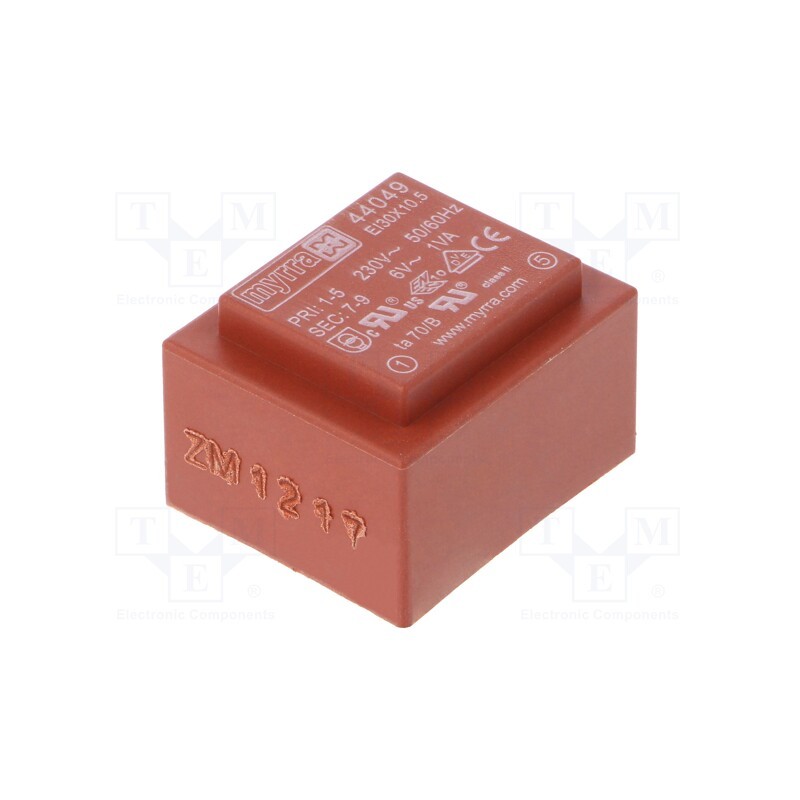 1 pcs x MYRRA - 44049 - Transformer: encapsulated, 1VA, 230VAC, 6V, 167mA, PCB
