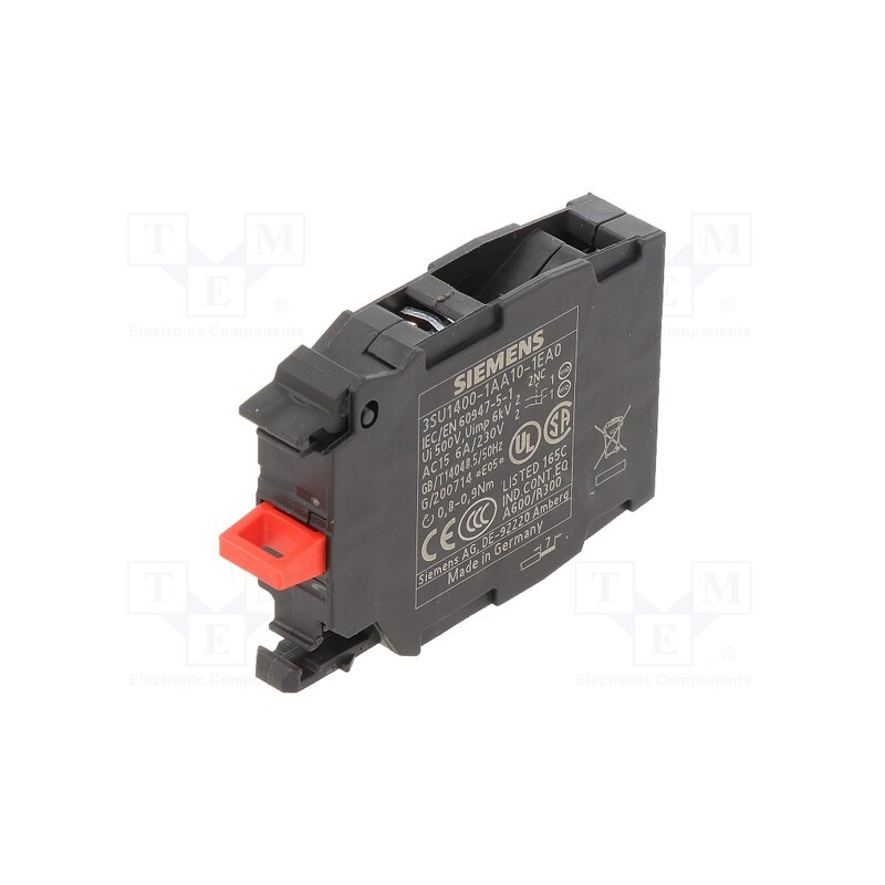 1 pcs x SIEMENS - 3SU1400-1AA10-1EA0 - Contact block, 22mm, 3SU1.5, -25÷70°C, front fixing, SIRIUS ACT