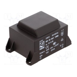 1 pcs x HAHN - BV EI 601 1066 - Transformer: encapsulated, 20VA, 230VAC, 18V, 1112mA, PCB, BVEI