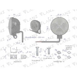 Mini round work lamp 12w 4 LED glanz