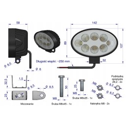 Ellipsa 24W 8 LED Glanz work lamp