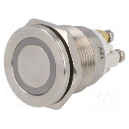 1 pcs x ONPOW - GQ19PF-10E/Y/12V/S - Switch: vandal resistant, Pos: 2, SPST-NO, 0.5A/220VAC, 2A/36VDC