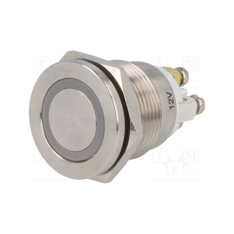 1 pcs x ONPOW - GQ19PF-10E/Y/12V/S - Switch: vandal resistant, Pos: 2, SPST-NO, 0.5A/220VAC, 2A/36VDC