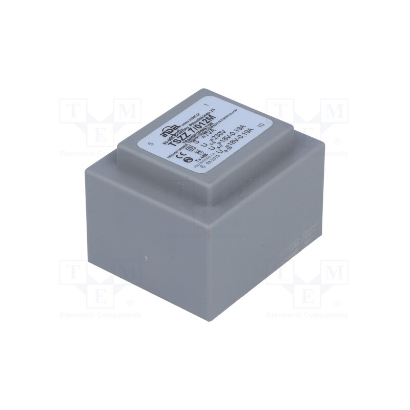 1 pcs x INDEL - TSZZ7/012M - Transformer: encapsulated, 7VA, 230VAC, 18V, 18V, 190mA, 190mA, PCB