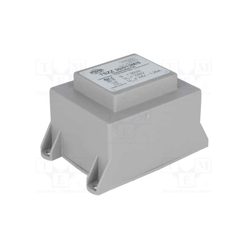 1 pcs x INDEL - TSZZ30/013M/5 - Transformer: encapsulated, 30VA, 230VAC, 24V, 1.25A, PCB, IP00