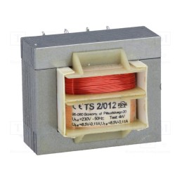 1 pcs x INDEL - TS2/012 - Transformer: mains, 2VA, 230VAC, 8.5V, 8.5V, 110mA, 110mA, IP00