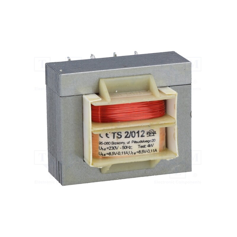 1 pcs x INDEL - TS2/012 - Transformer: mains, 2VA, 230VAC, 8.5V, 8.5V, 110mA, 110mA, IP00