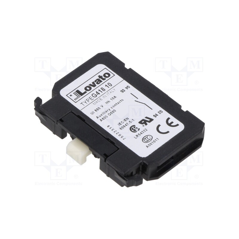 1 pcs x LOVATO ELECTRIC - 11G41810 - Auxiliary contacts, Leads: screw terminals, front, Contacts: NO