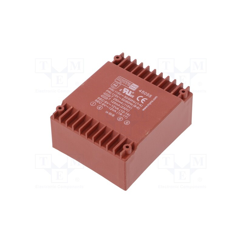 1 pcs x MYRRA - 45055 - Transformer: encapsulated, 24VA, 115VAC,230VAC, 6V, 6V, 2A, 2A, PCB