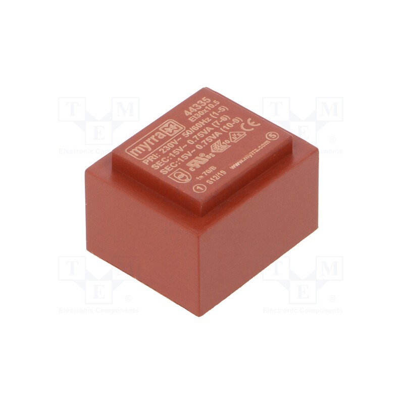1 pcs x MYRRA - 44335 - Transformer: encapsulated, 1.5VA, 230VAC, 15V, 15V, 50mA, 50mA, PCB