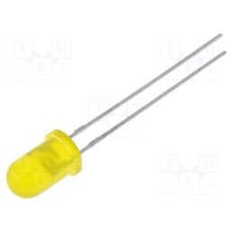 5 pcs x KINGBRIGHT ELECTRONIC - L-53YD-5V - LED, 5mm, yellow, 20mcd, 60°, Front: convex, No.of term: 2