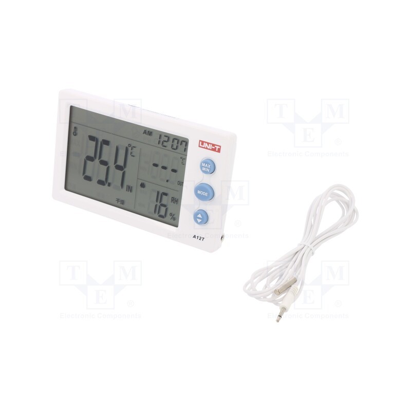 1 pcs x UNI-T - UTA12T - Thermo-hygrometer, LCD, -10÷50°C, 0÷99%RH, Accur: ±1°C, 0.1°C, 1%RH