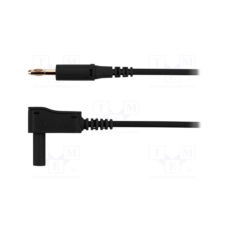 1 pcs x SCHu00dcTZINGER - AL 7622 NI / 2.5 / 200 / SW - Test lead, 70VDC, 32A, banana plug 4mm,angular banana plug 4mm