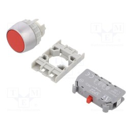 1 pcs x SPAMEL - SP22-KC-01 - Switch: push-button, 22mm, Stabl.pos: 1, NC, red, none, IP65, flat