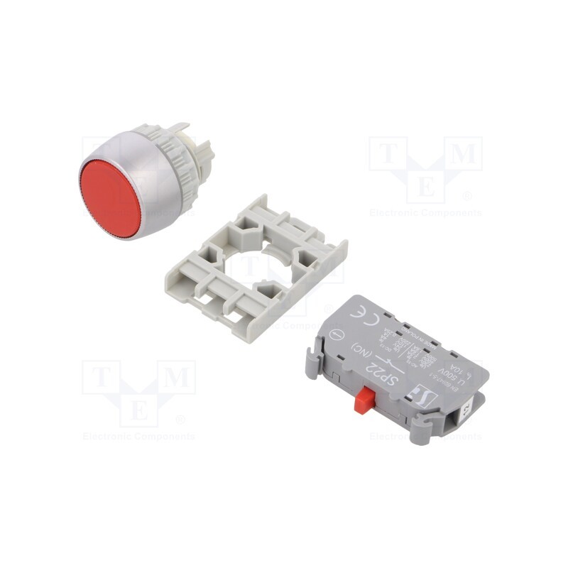1 pcs x SPAMEL - SP22-KC-01 - Switch: push-button, 22mm, Stabl.pos: 1, NC, red, none, IP65, flat