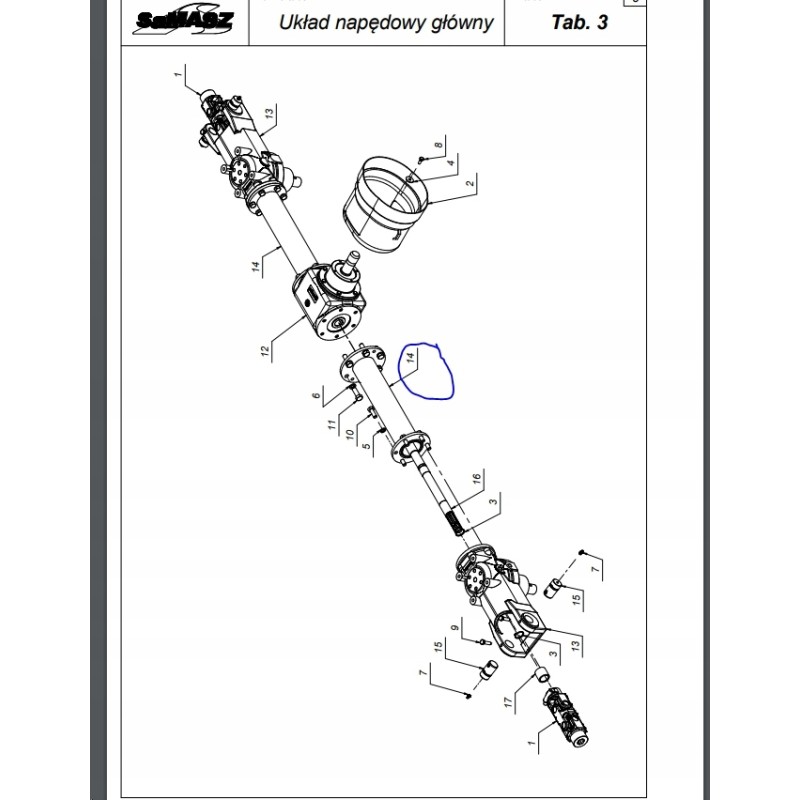 Main shaft housing P4 530 Samasz rake