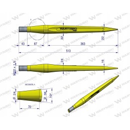 Universal loader, straight, l 510 mm, round dimensions