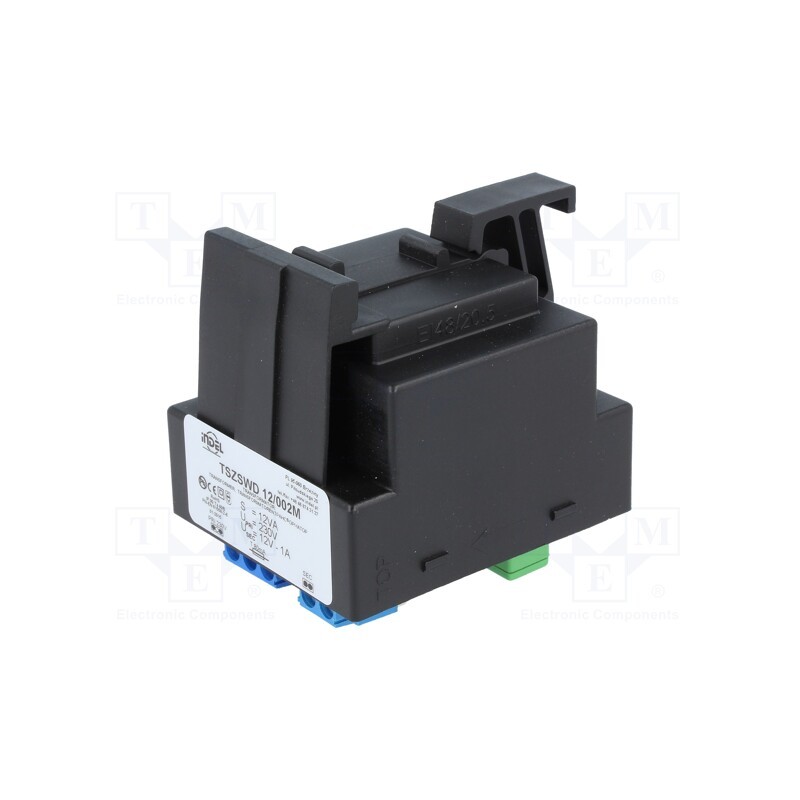 1 pcs x INDEL - TSZSWD 12/002M - Transformer: mains, 12VA, 230VAC, 12V, 1A, Leads: terminal block