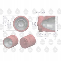 Lifting piston 3 rings 897596m1 mf 4 holes