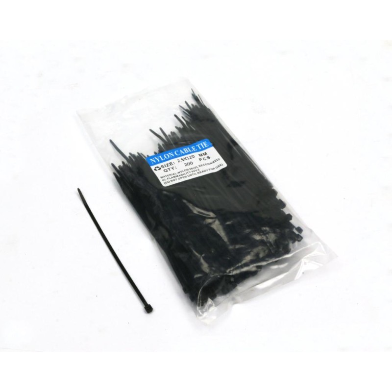 Cable ties 2 5 x 120mm 200 pcs in a bag, black