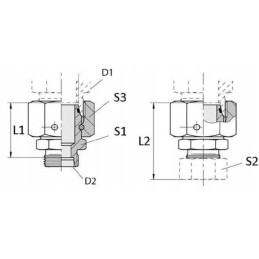 Reducing connector with seals m18x1 5 12l m14x1 5 8l
