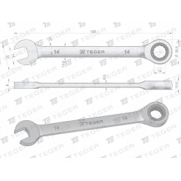Open-end wrench with ratchet 14 mm teger mo