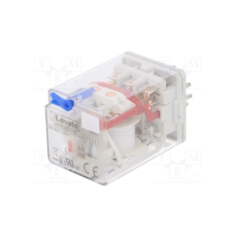 1 pcs x LOVATO ELECTRIC - HR703CD110 - Relay: electromagnetic, 3PDT, Ucoil: 110VDC, Icontacts max: 10A