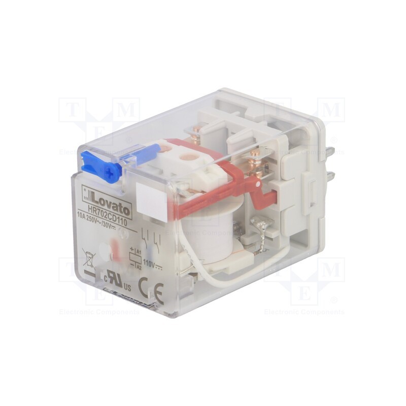 1 pcs x LOVATO ELECTRIC - HR702CD110 - Relay: electromagnetic, DPDT, Ucoil: 110VDC, Icontacts max: 10A