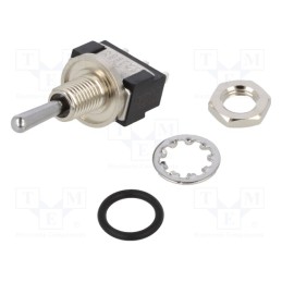 1 pcs x KNITTER-SWITCH - MTE 106 H - Switch: toggle, Pos: 3, SPDT, (ON)-OFF-ON, 6A/125VAC, 6A/6VDC, 20mΩ