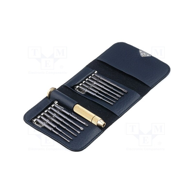 1 set x GOLDTOOL - GTK-2113 - Kit: screwdriver bits, 12pcs, Phillips,flat,Torx, bag