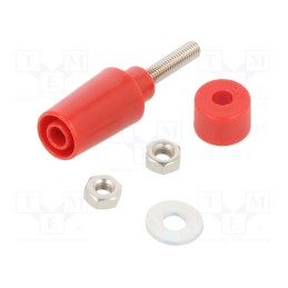 1 pcs x POMONA - 73098-2 - Socket, 4mm banana, 32A, red, on panel, 45mm, Contacts: brass